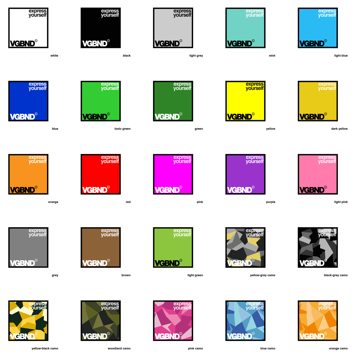 Express Yourself square sticker, 25 colors
